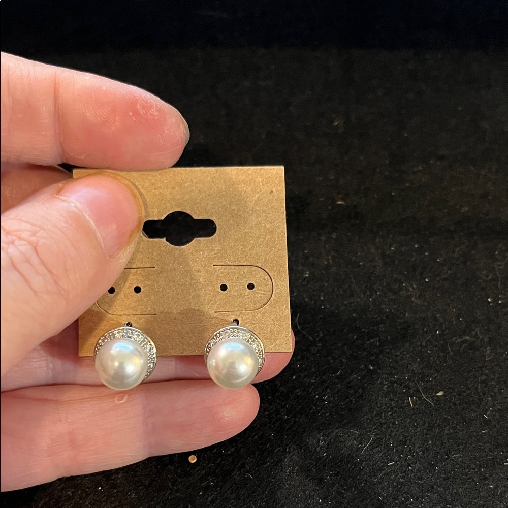 Elegant Pearl and Silver Stud Earrings